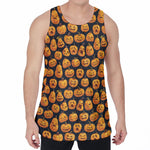 Halloween Pumpkin Jack-O'-Lantern Print Men's Velvet Tank Top