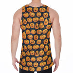 Halloween Pumpkin Jack-O'-Lantern Print Men's Velvet Tank Top