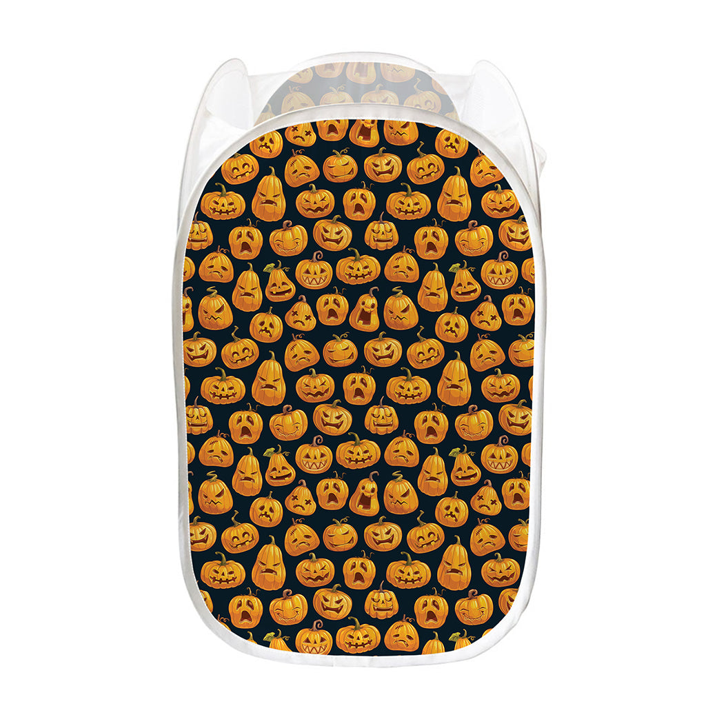 Halloween Pumpkin Jack-O'-Lantern Print Mesh Laundry Hamper