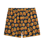 Halloween Pumpkin Jack-O'-Lantern Print Mesh Shorts