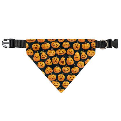 Halloween Pumpkin Jack-O'-Lantern Print Over The Collar Dog Bandana