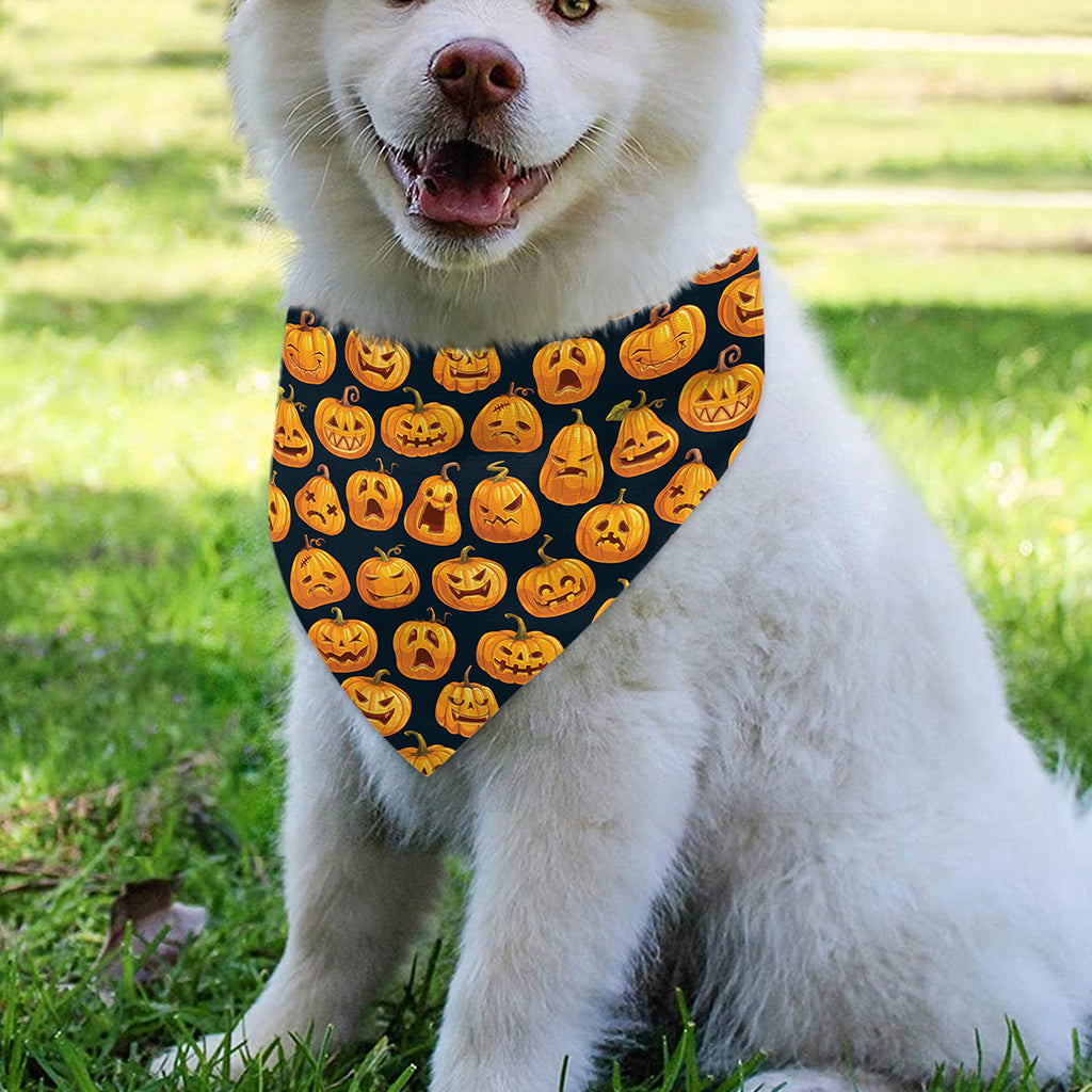 Halloween Pumpkin Jack-O'-Lantern Print Over The Collar Dog Bandana