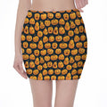 Halloween Pumpkin Jack-O'-Lantern Print Pencil Mini Skirt