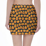 Halloween Pumpkin Jack-O'-Lantern Print Pencil Mini Skirt