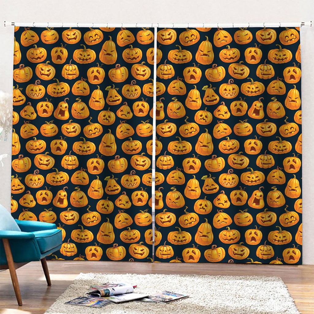 Halloween Pumpkin Jack-O'-Lantern Print Pencil Pleat Curtains