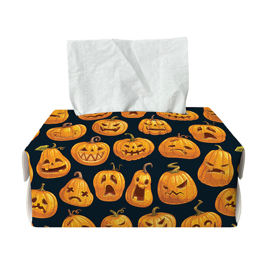 Halloween Pumpkin Jack-O'-Lantern Print Rectangle Tissue Box Cover