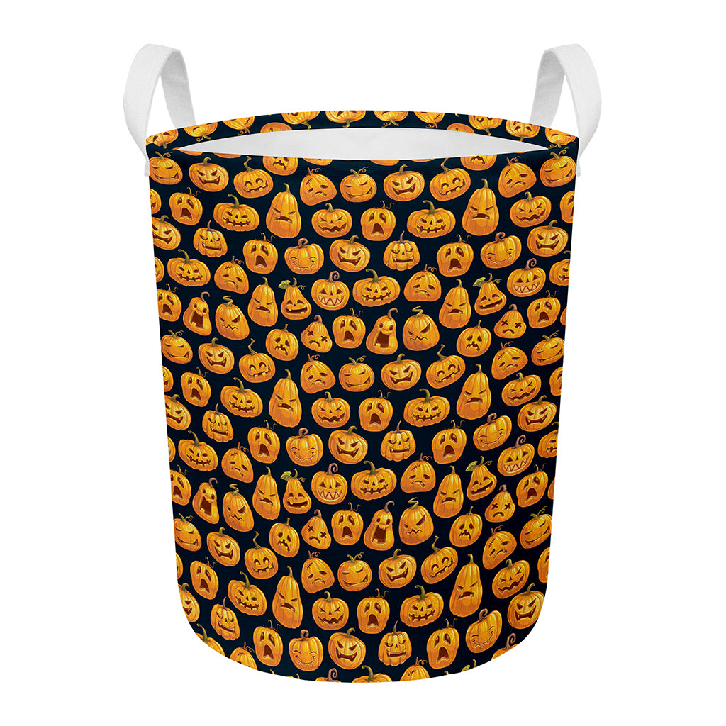 Halloween Pumpkin Jack-O'-Lantern Print Round Laundry Basket