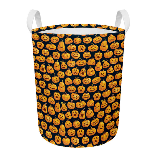 Halloween Pumpkin Jack-O'-Lantern Print Round Laundry Basket