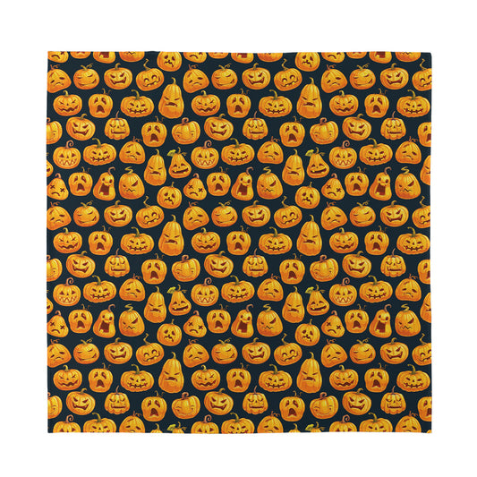Halloween Pumpkin Jack-O'-Lantern Print Silk Bandana