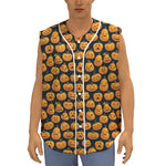 Halloween Pumpkin Jack-O'-Lantern Print Sleeveless Baseball Jersey