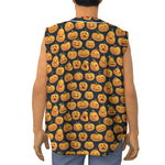 Halloween Pumpkin Jack-O'-Lantern Print Sleeveless Baseball Jersey