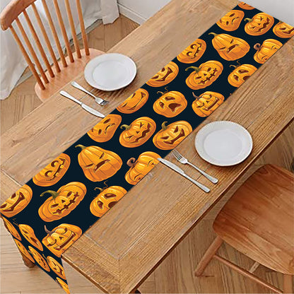 Halloween Pumpkin Jack-O'-Lantern Print Table Runner