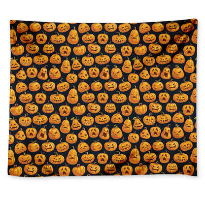 Halloween Pumpkin Jack-O'-Lantern Print Tapestry