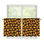 Halloween Pumpkin Jack-O'-Lantern Print Tier Curtains