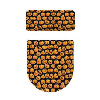 Halloween Pumpkin Jack-O'-Lantern Print Toilet Lid And Tank Cover Set