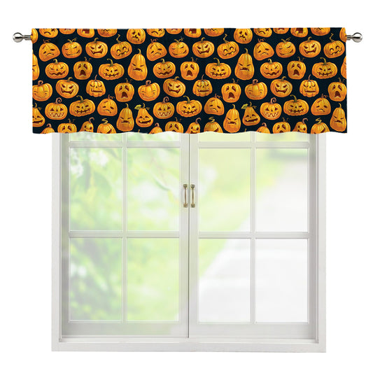Halloween Pumpkin Jack-O'-Lantern Print Window Valance