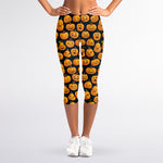 Halloween Pumpkin Jack-O'-Lantern Print Women's Capri Leggings