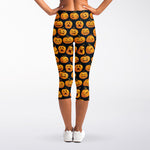 Halloween Pumpkin Jack-O'-Lantern Print Women's Capri Leggings