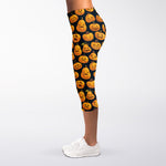 Halloween Pumpkin Jack-O'-Lantern Print Women's Capri Leggings