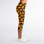 Halloween Pumpkin Jack-O'-Lantern Print Women's Capri Leggings