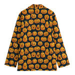 Halloween Pumpkin Jack-O'-Lantern Print Women's Cotton Blazer