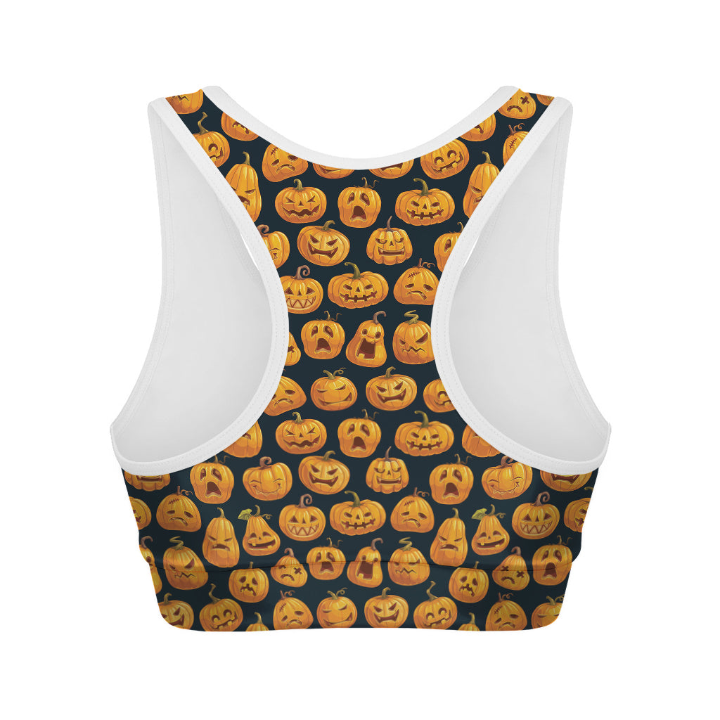 Halloween Pumpkin Jack-O'-Lantern Print Women's Sports Bra
