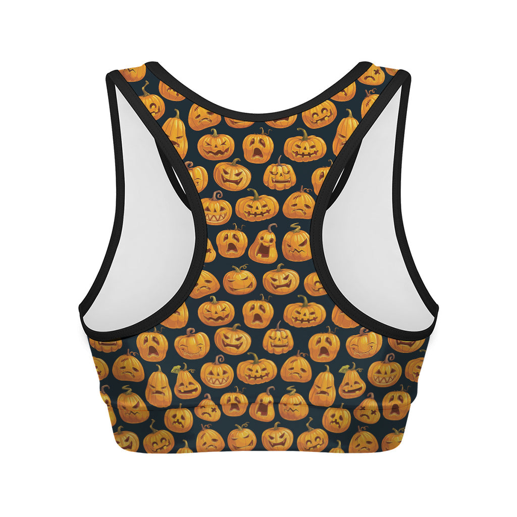Halloween Pumpkin Jack-O'-Lantern Print Women's Sports Bra