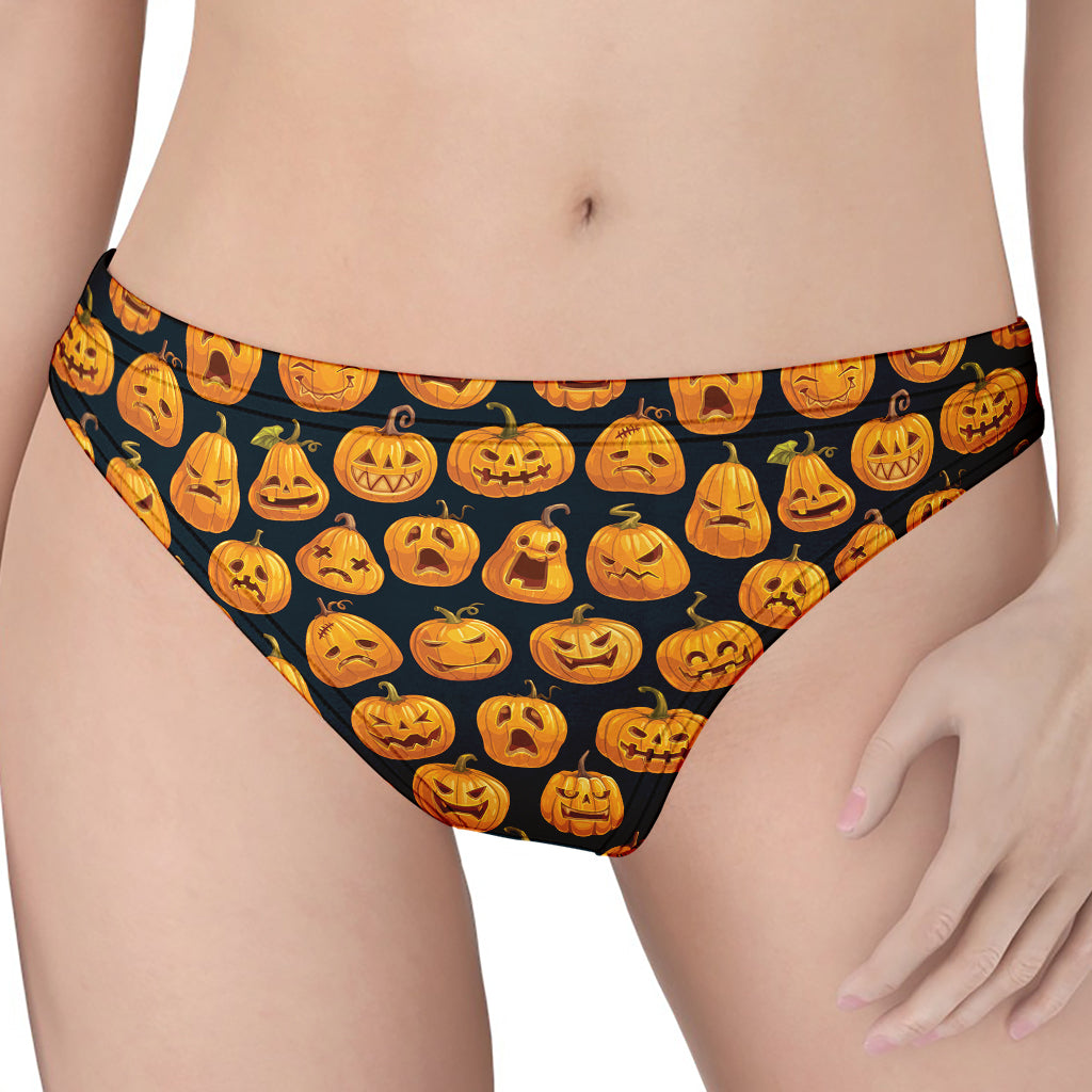 Halloween Pumpkin Jack-O'-Lantern Print Women's Thong