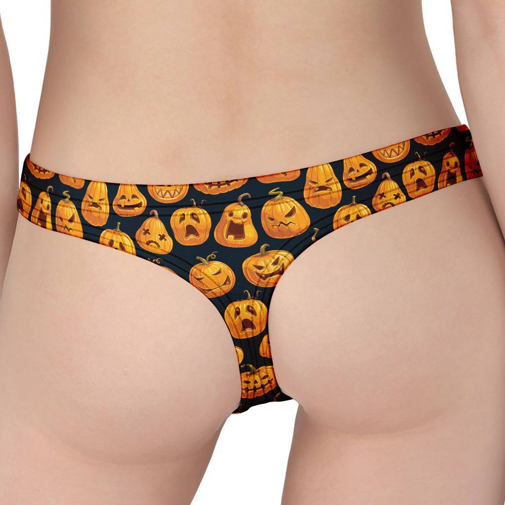 Halloween Pumpkin Jack-O'-Lantern Print Women's Thong