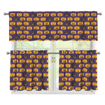 Halloween Pumpkin Pattern Print 3 Piece Kitchen Curtains