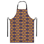Halloween Pumpkin Pattern Print Bib Apron With Pocket