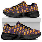 Halloween Pumpkin Pattern Print Black Chunky Shoes