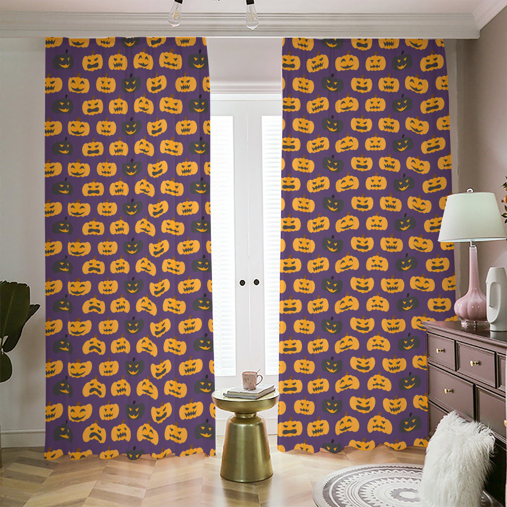 Halloween Pumpkin Pattern Print Blackout Pencil Pleat Curtains