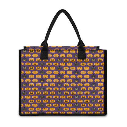 Halloween Pumpkin Pattern Print Canvas Tote Bag