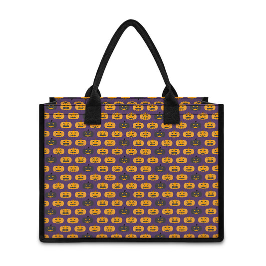 Halloween Pumpkin Pattern Print Canvas Tote Bag