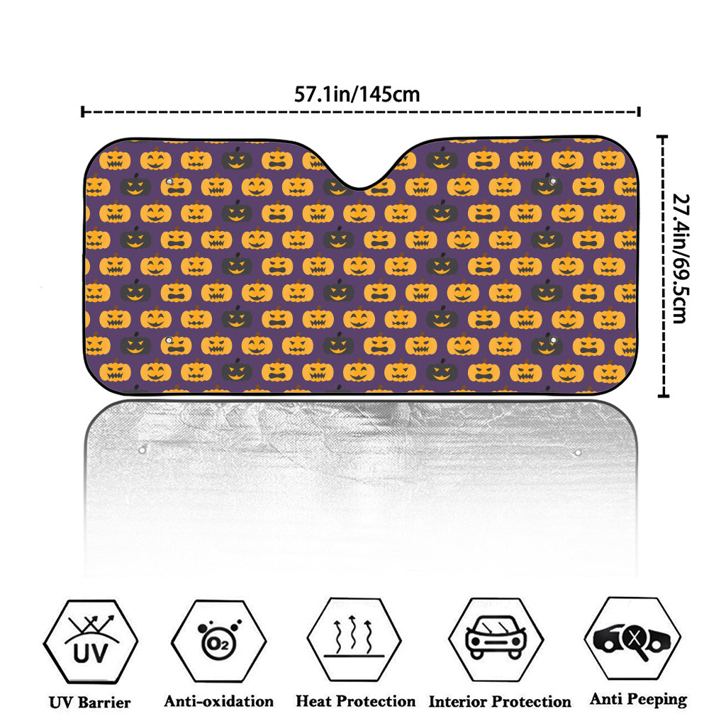 Halloween Pumpkin Pattern Print Car Windshield Sun Shade
