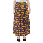 Halloween Pumpkin Pattern Print Chiffon Maxi Skirt