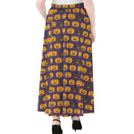 Halloween Pumpkin Pattern Print Chiffon Maxi Skirt