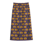 Halloween Pumpkin Pattern Print Cotton Front Slit Maxi Skirt