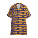 Halloween Pumpkin Pattern Print Cotton Hawaiian Shirt