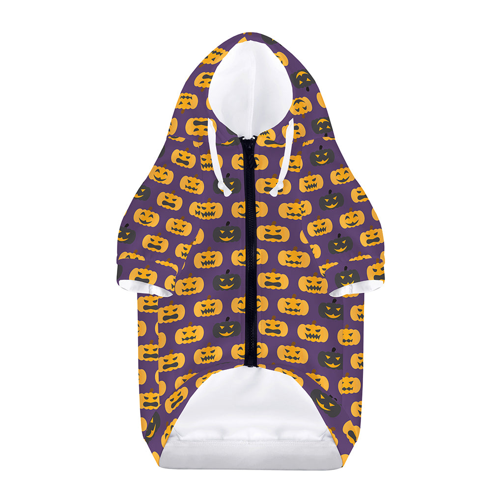 Halloween Pumpkin Pattern Print Dog Zip Up Hoodie
