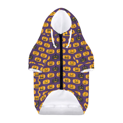 Halloween Pumpkin Pattern Print Dog Zip Up Hoodie