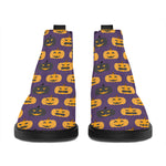 Halloween Pumpkin Pattern Print Flat Ankle Boots