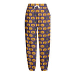 Halloween Pumpkin Pattern Print Fleece Lined Knit Pants