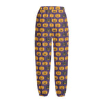 Halloween Pumpkin Pattern Print Fleece Lined Knit Pants