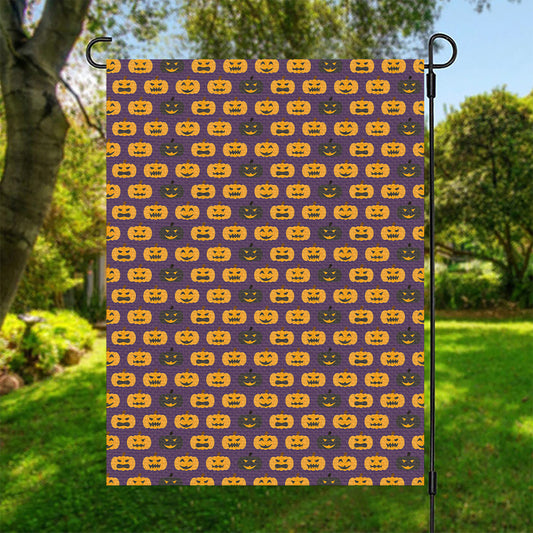 Halloween Pumpkin Pattern Print Garden Flag