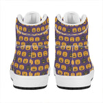 Halloween Pumpkin Pattern Print High Top Leather Sneakers
