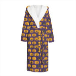 Halloween Pumpkin Pattern Print Hooded Bathrobe