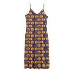 Halloween Pumpkin Pattern Print Jersey Midi Cami Dress