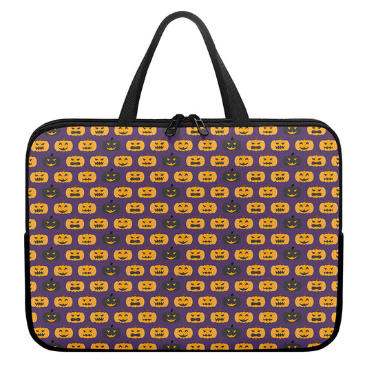 Halloween Pumpkin Pattern Print Laptop Sleeve With Handle
